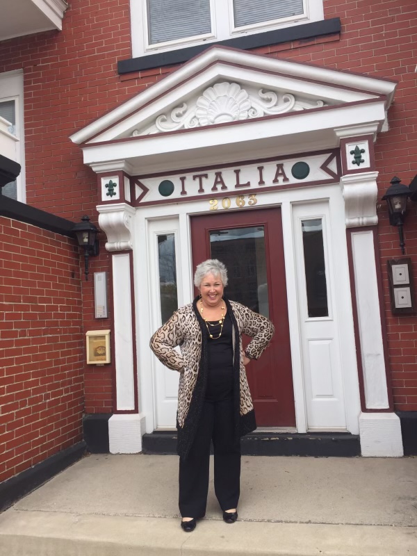 Gina Dalessandro in Front of Italia Door