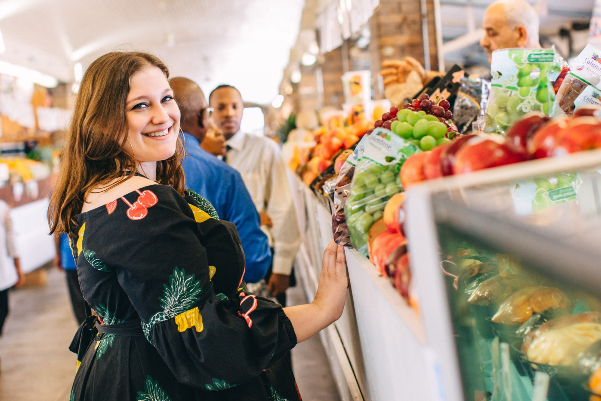 Rebecca Ferlotti shopping at a farmers' market